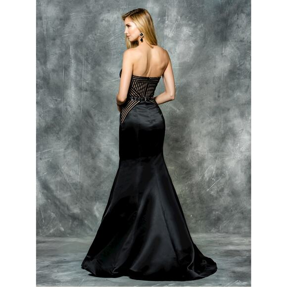 COLORS Formal Navy Blue Detailed Strapless Maxi Dress Size 4 NWT - Picture 3 of 12